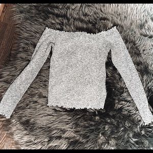 Off-The-Shoulder Light Grey Cropped Top